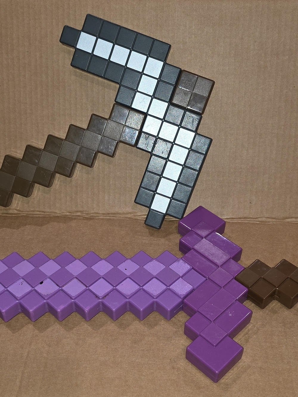 Purple and Brown Pixel Sword Set for Kids